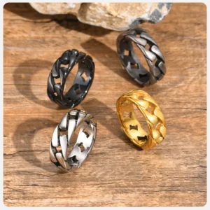 Bague Punk Rock Homme – Acier Inoxydable Oxydé, Design Vintage & Original