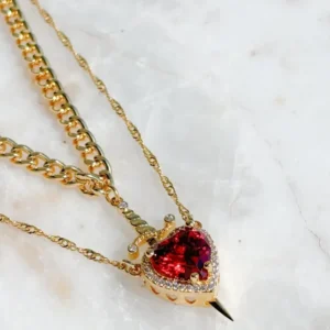 Bijou Cœur & Épée Unisexe – Chaîne Épée avec Cœur au Choix, Plaqué Or 18K, Style Romantique & Tendance