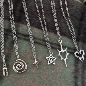 Collier Y2K – Pendentif au Choix, Plusieurs Designs, Style Grunge Punk & Streetwear