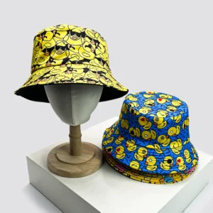 Bob Réversible Unisexe – Motif Canard Jaune, Style Cartoon & Tendance