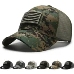 Casquette motif camouflage avec drapeau américain brodé