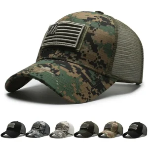 Casquette motif camouflage avec drapeau américain brodé
